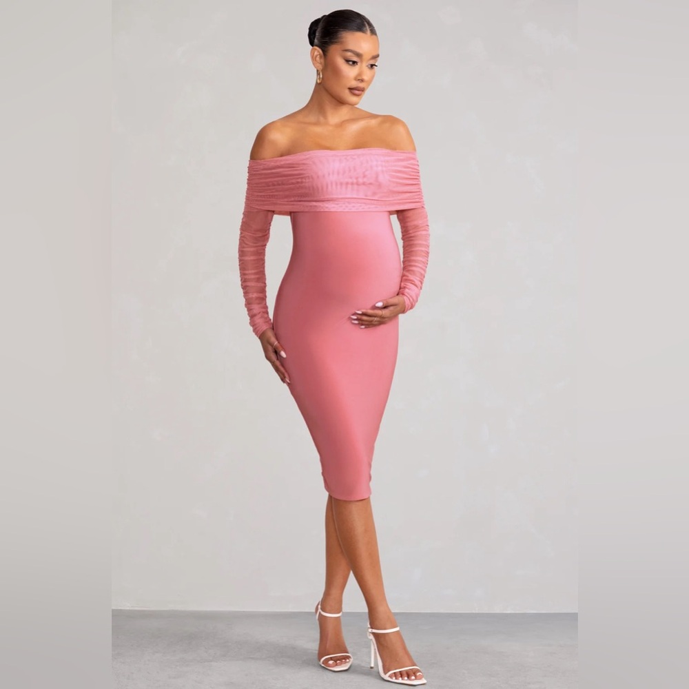 Club L London Patiently Waiting Pink Maternity Strapless  dress